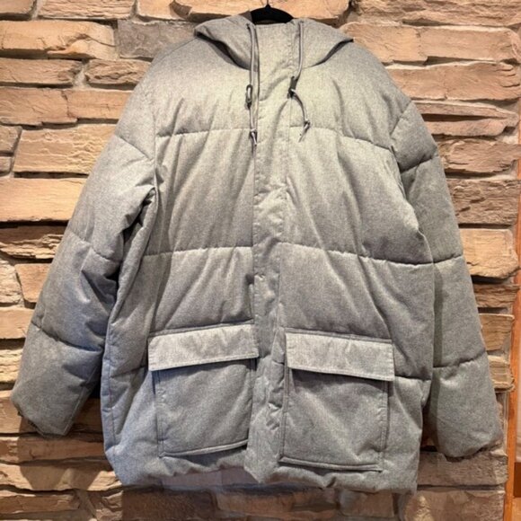 Okd Navy Frost-Free Textured Hooded Puffer Jacket Men's XL Tall - Picture 1 of 10